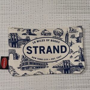 Strand Books Ivory Navy Canvas Toile NY City Print Essential Pencil Travel Case